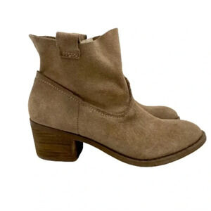 Carlos Santana Leighton Suede Ankle Boot Tan Block Heel Women’s Size 8.5